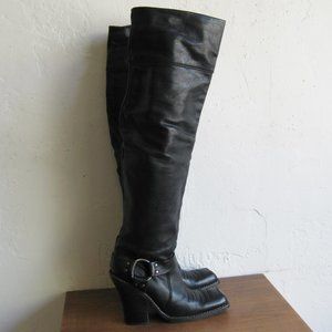 Vintage DIOR Black Leather OTK Harness Boots 39